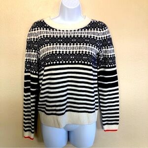 J.Crew Factory Merino Wool Blend Fair Isle Striped Sweater Size S